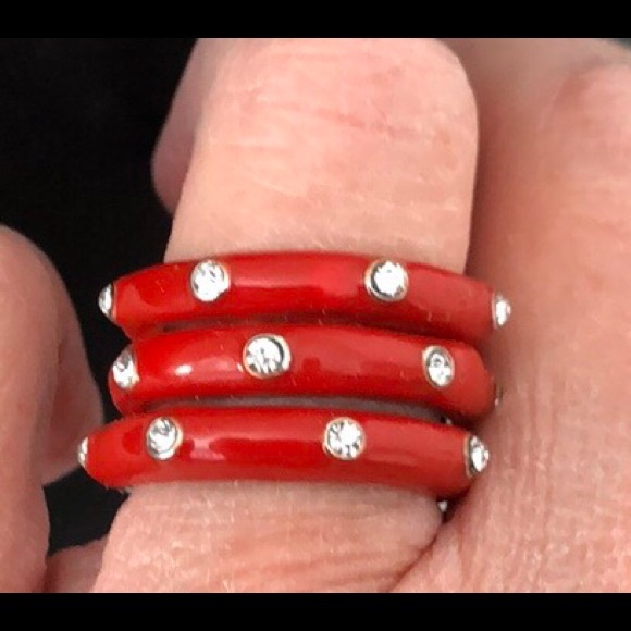 STACKABLE RINGS IN ENAMEL W/RHINESTONES - Picture 3 of 8